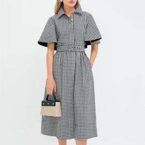 Black Gingham Cape Chloe Dress 
 Classic Black and White Gingham Dress
